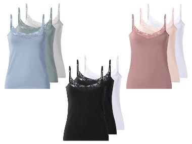 ESMARA® Set van 3 dames spaghettitops met kant