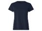 Donkerblauw dames T-shirt met korte mouwen en ronde hals.