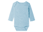 Lichtblauwe babybody met lange mouwen.