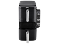 Zwarte dubbele lade airfryer met digitaal display en Air Fry, Roast, Reheat functies.