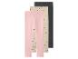 Set van 3 meisjesleggings: roze, beige met hartjes en donkergrijs.