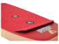 Opblaasbaar paddleboard met rood antislipoppervlak en opblaasventielen.