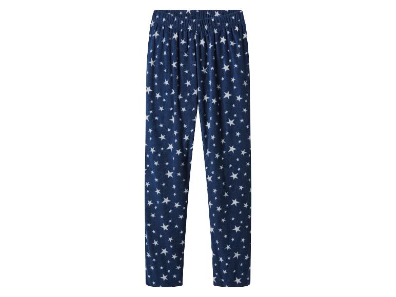 Blauwe fleece pyjamabroek met witte sterrenprint