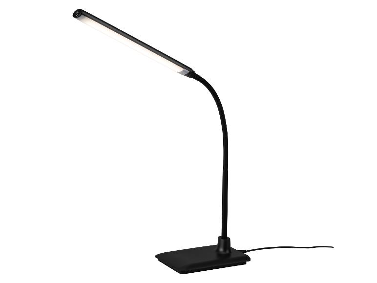 Zwarte LED-bureaulamp met flexibele arm en rechthoekige voet