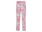 Een roze broek met een tie-dye print.