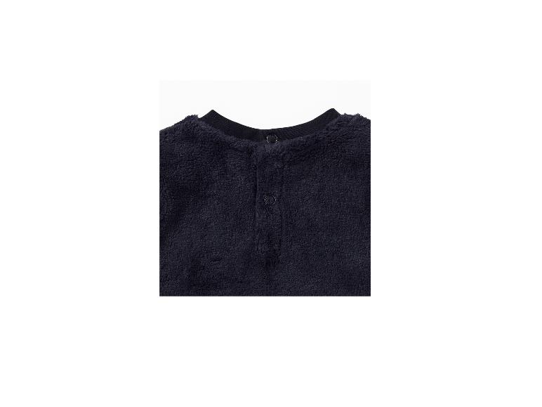 Marineblauwe pluizige trui met ronde hals en knopen