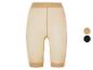 Transparante beige en zwarte shorts.
