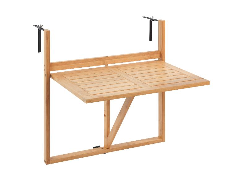 Opklapbare bamboe tafel met montagebeugels.