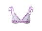 Lila bikini top met bloemenprint en strikbandjes.