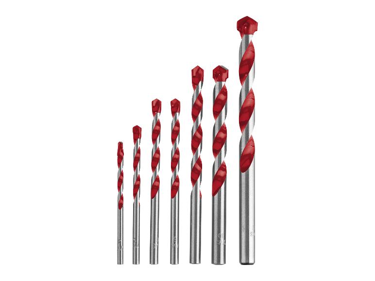 Rode SDS-max boorbits in verschillende maten.