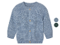 Babyblauwe gebreide cardigan met knopen.