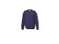 Donkerblauwe kinderpullover met een oranje vrachtwagenmotief.