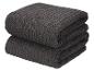 Twee donkergrijze, gevouwen handdoeken met geribbelde textuur