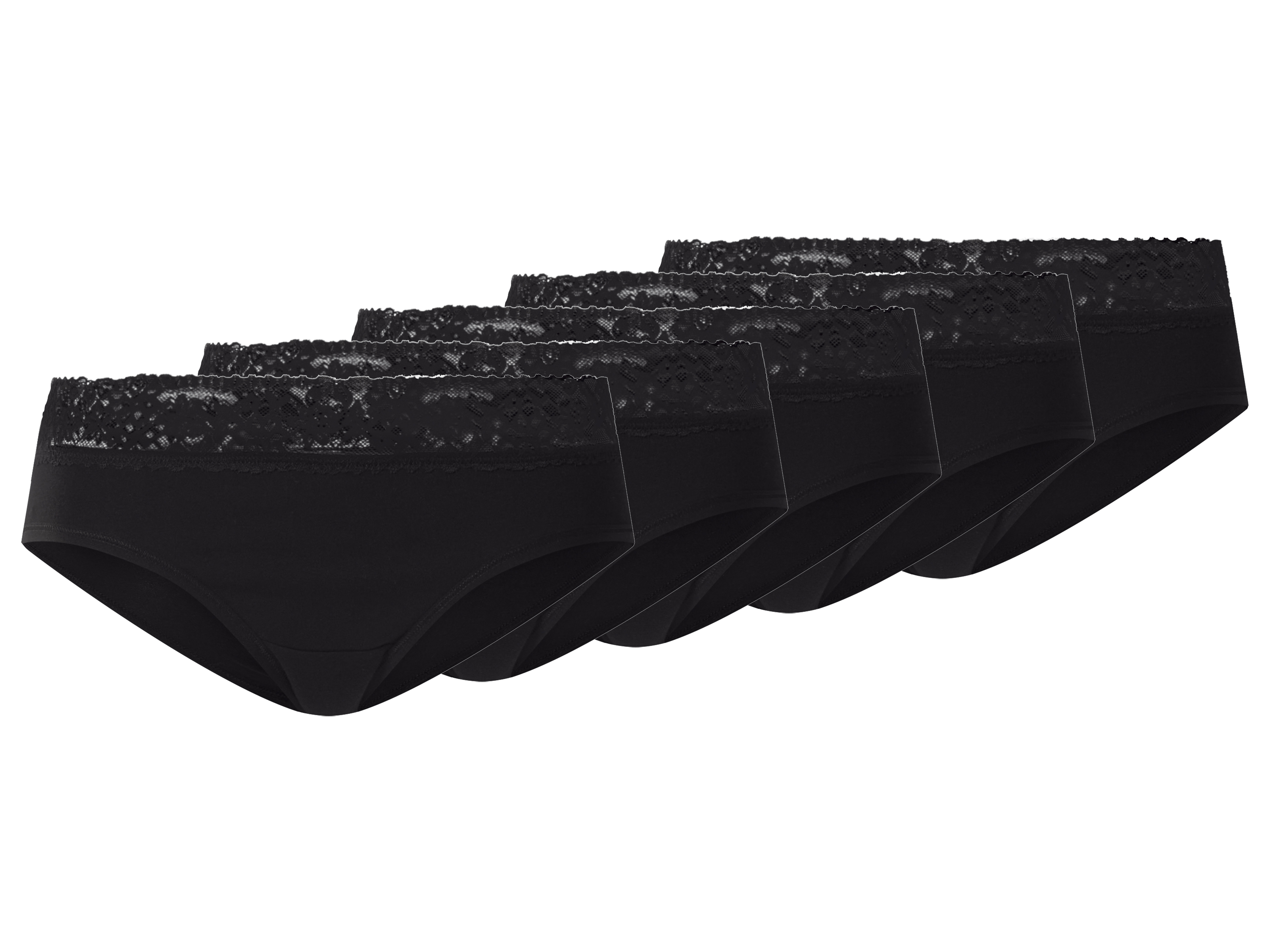 esmara Set van 5 dames hipsters (Zwart, L (44/46))