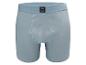 Lichtblauwe herenboxershort met elastische tailleband en zwart label.