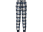 Heren flanellen pyjamabroek met blauw, wit en grijs ruitpatroon