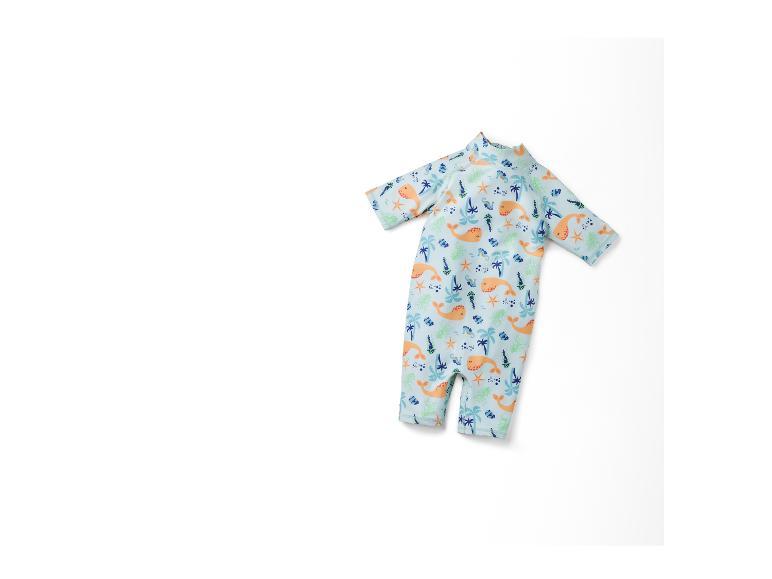 Baby badpak, oceaanprint met walvissen.