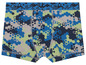 Blauwe boxershorts met een geometrisch patroon.