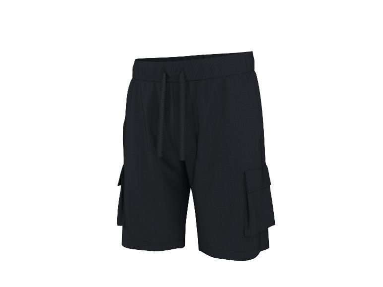 Zwarte heren cargoshorts met trekkoord in de taille.
