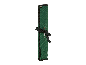 Groene gereedschapsrol met zwart bindlint.