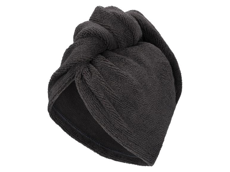 Donkergrijze microvezel haardoek met knoop