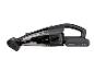 Zwarte draadloze handstofzuiger met transparant reservoir en 24V 2.5Ah accu.