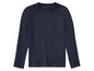 Een donkerblauw T-shirt met lange mouwen.