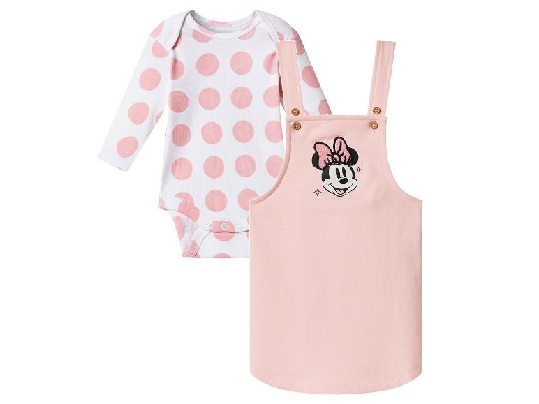 Minnie Mouse baby romper met roze stippen en roze tuinbroekjurk