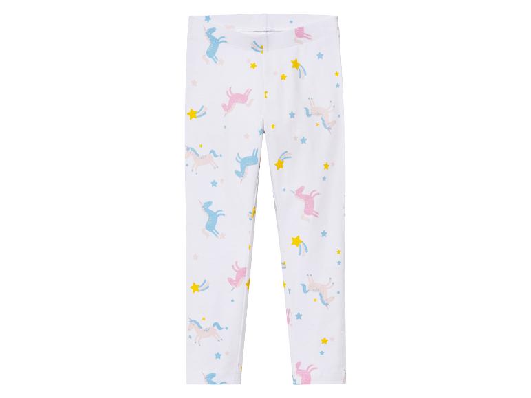 Witte leggings met een print van eenhoorns en sterren.