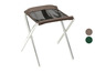 Een opvouwbare campingstoel met een mesh zitting.