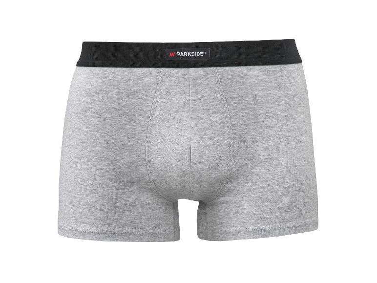 Grijze herenboxershort met zwarte tailleband en Parkside-logo.