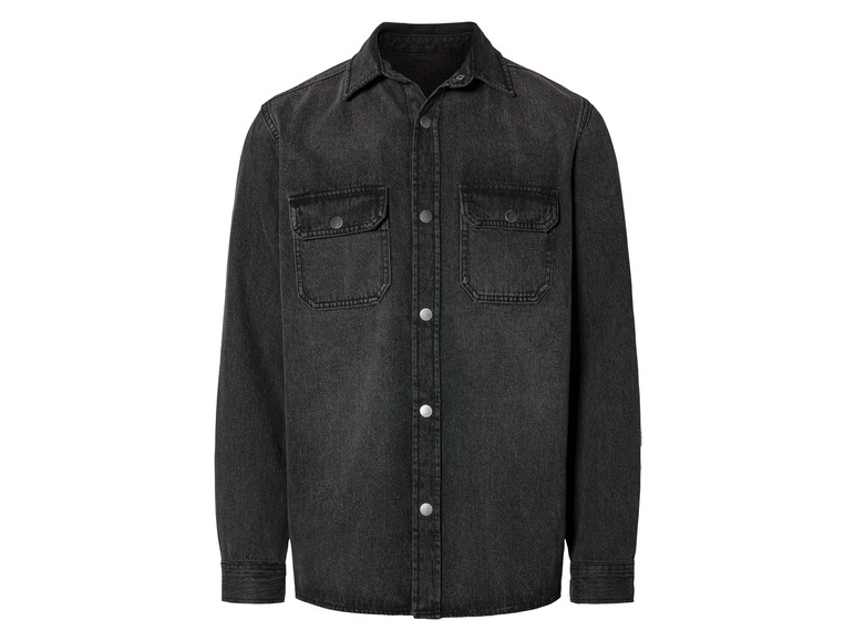 Heren jeanshemd (M (39/40), Zwart)