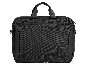 Zwarte laptoptas met handvat en ritssluiting.