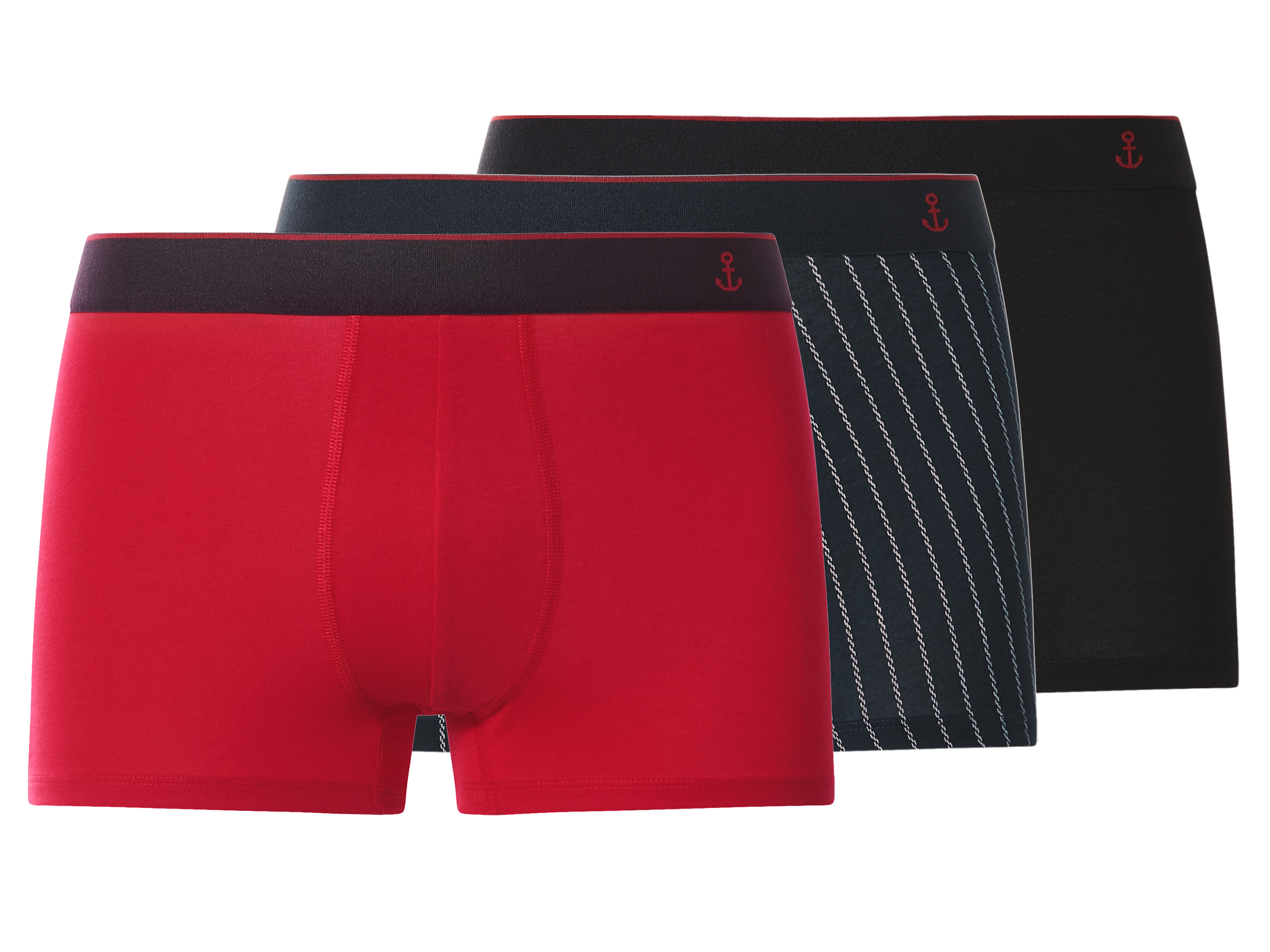 esmara Men Boxer, 3 stuks (Zwart/donkerblauw/rood, M)