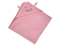 Roze badcape met capuchon, versierd met een schattig dierenmotief.