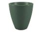 Een groene plastic plantenpot.