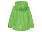Groene softshell jas met capuchon voor kinderen.