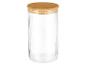 Glazen pot met bamboe deksel, geribbeld ontwerp
