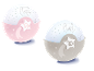 Twee Béaba Kids nachtlampjes, roze en beige, maanvormig met beer.