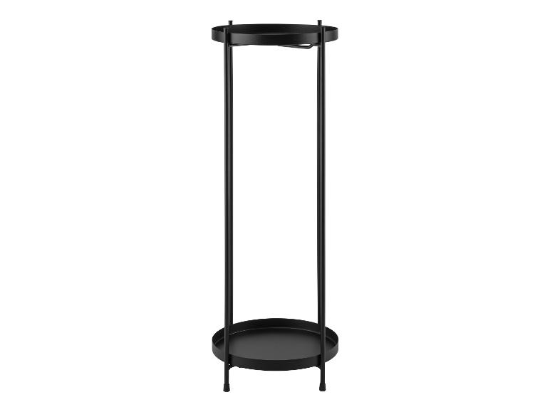 Zwarte plantenstandaard met twee ronde dienbladen