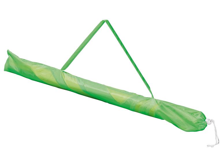 Groene parasol in opbergtas.