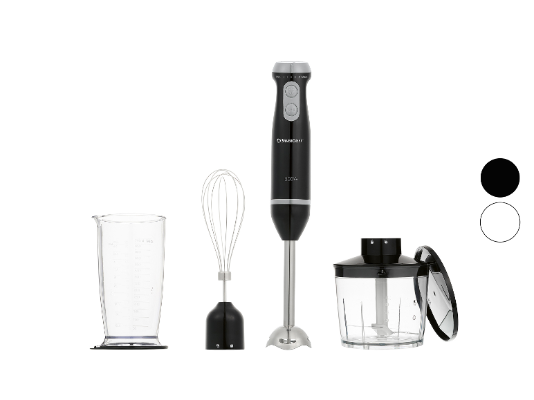 SilverCrest staafmixer met accessoires.