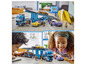 LEGO-set met een blauwe vrachtwagen die auto's vervoert.