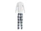 Heren grijze top met lange mouwen en geruite pyjamabroek.