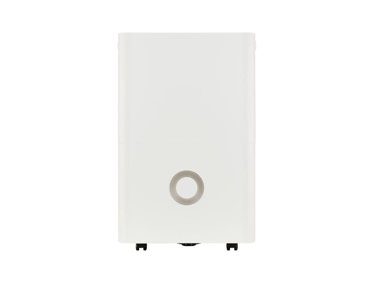 Witte luchtontvochtiger met een rond display aan de voorkant.