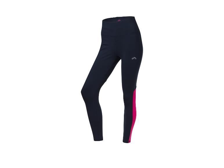 Crivit sportlegging donkerblauw met fuchsia details.