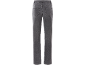 Achteraanzicht van donkergrijze damesjeans met zakken en riemlussen.