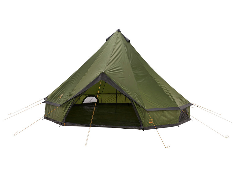 Een groene tent met een conische vorm van Grand Canvas.