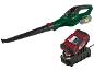 Groene Parkside bladblazer met accu en oplader.