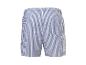 Heren short met blauw-witte strepen en achterzak.